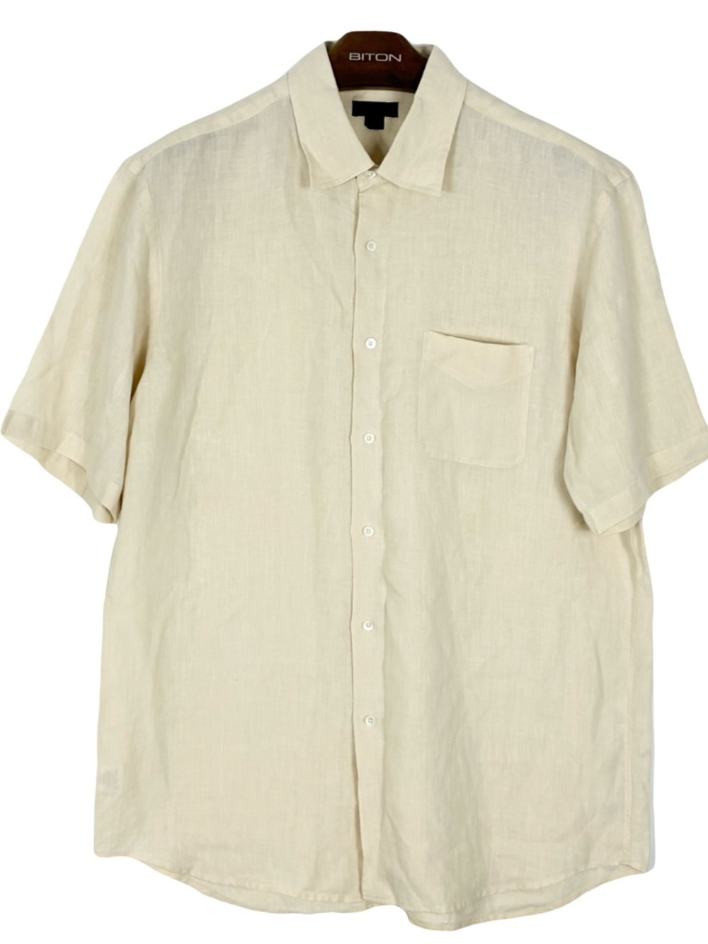 Vintage Express Irish Linen Button Shirt Men’s XL Cream Short Sleeve